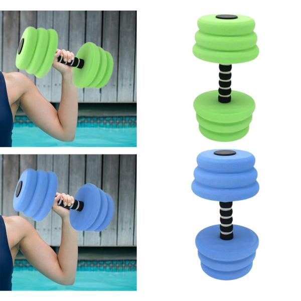 水中エクササイズ ダンベル アクセサリー 水泳用バーベル 器具 ウォーターダンベル グリーン