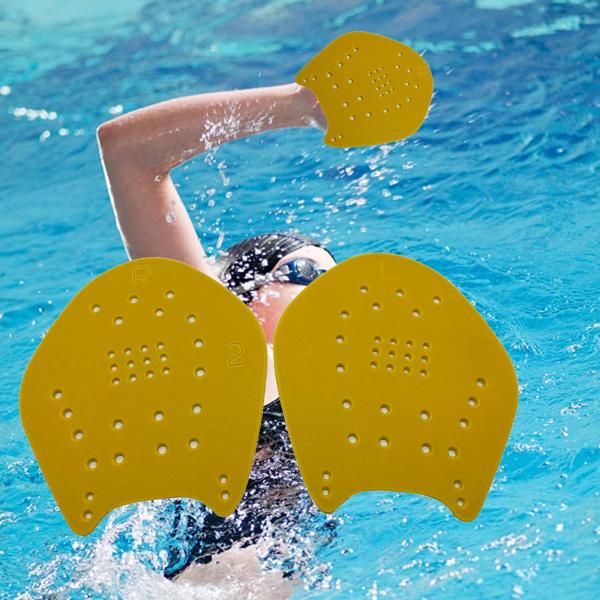 水泳用パドル ハンド ウォータースポーツ PP シリコン 屋内水泳トレーニング ハンドパドル イエロー L