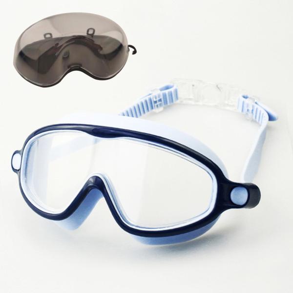 スイミングゴーグル ワイドビュー ポータブルアイウェア シュノーケリング 男の子 女の子 ダイビング用 ブルー
