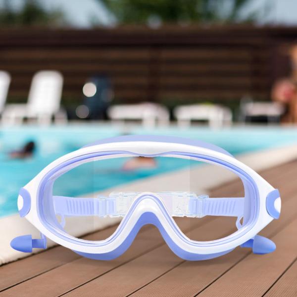 男の子用スイミングゴーグル 女の子用 ソフトシリコン 水泳用メガネ ブルー