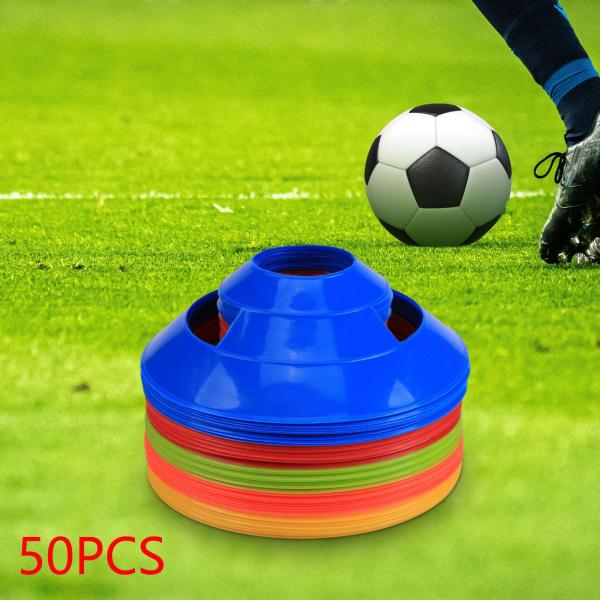 サッカーディスクコーン 50個 フットボールフィールドマーカーアクセサリー ポータブルアジリティサッカー補助具 スポーツ アウトドア トラックトレーニ