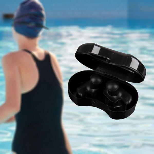 水泳用耳栓 再利用可能 睡眠用イヤホン 水中入浴シャワー用 ブラック