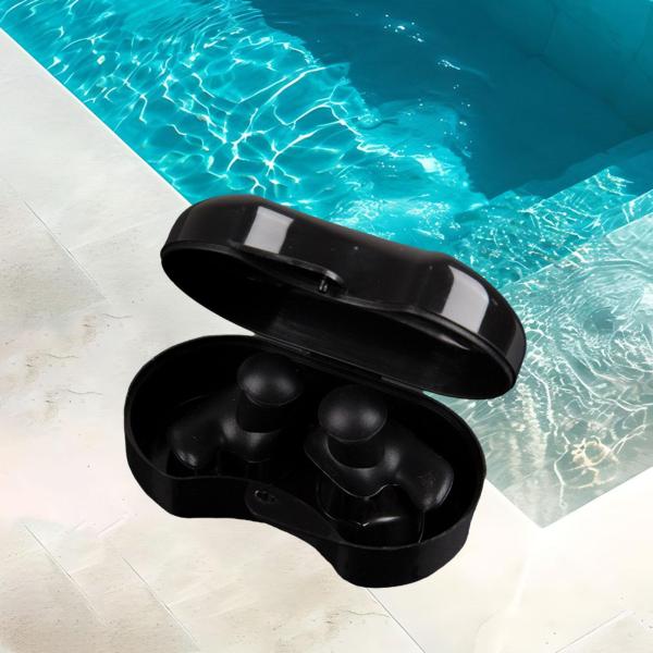 水泳用耳栓 再利用可能 睡眠用イヤホン 水中入浴シャワー用 ブラック