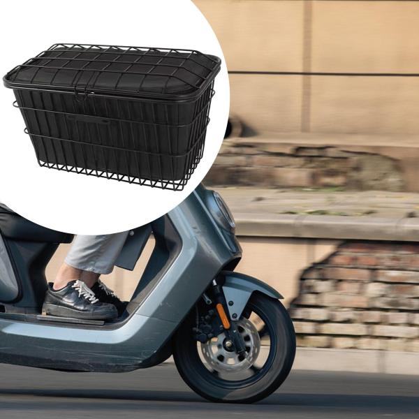 自転車バスケット ポータブル自転車パニエ 自転車収納バスケット 自転車アクセサリー M 蓋付きフロント
