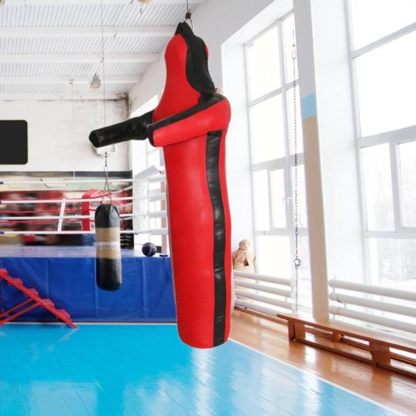 MMA グラップリングダミー レスリングダミー、未充填パンチングダミー 柔術ダミー 練習用柔道ダミーバッグ、ブラジリアン柔術用 , レッド 140cm