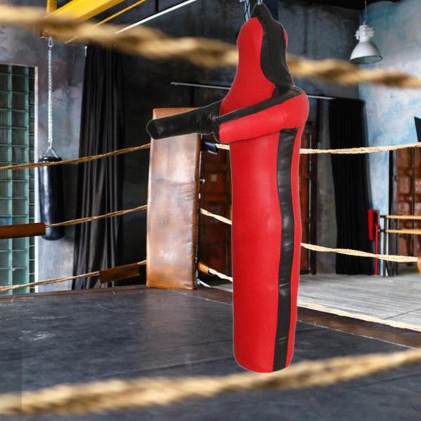 MMA グラップリングダミー レスリングダミー、未充填パンチングダミー 柔術ダミー 練習用柔道ダミーバッグ、ブラジリアン柔術用 , レッド 140cm