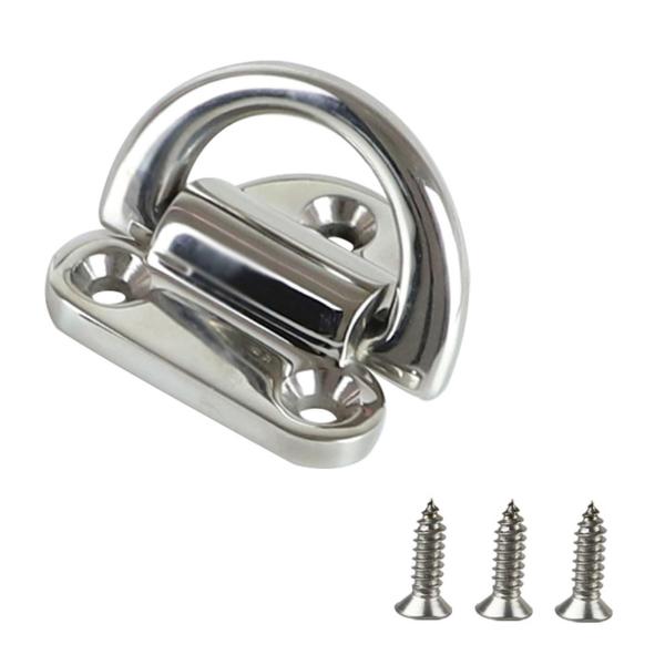 折りたたみパッドアイDリングマリンパーツ2個、研磨済み、丈夫で滑らかなデッキラッシングリング、ヨットトレーラートラック用スチールタイダウン