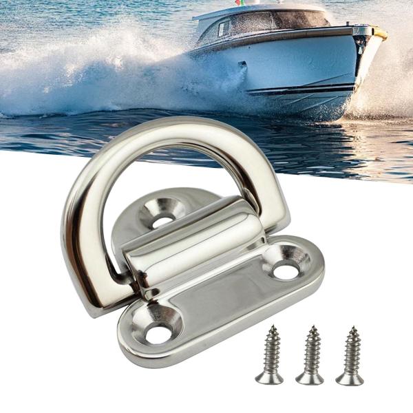 折りたたみパッドアイDリングマリンパーツ2個、研磨済み、丈夫で滑らかなデッキラッシングリング、ヨットトレーラートラック用スチールタイダウン