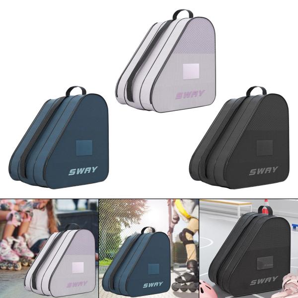 ローラースケートバッグ スケートシューズキャリーバッグ 丈夫で耐摩耗性 3つのポケット パープル