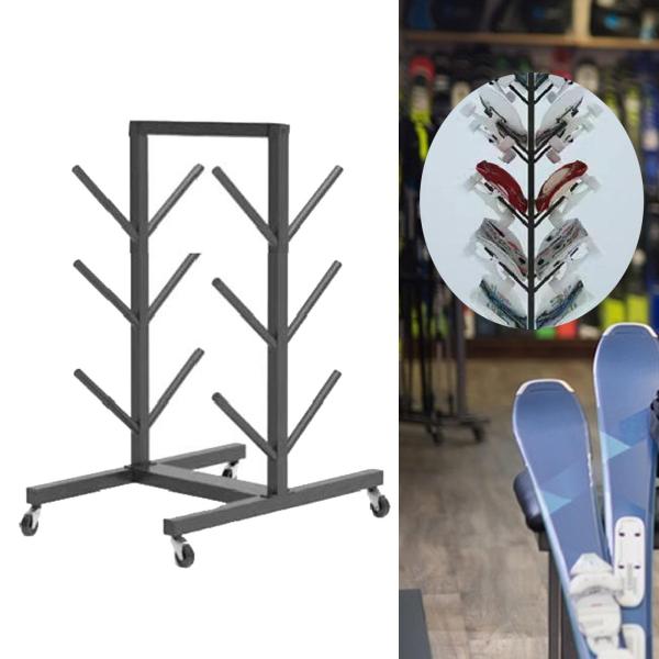 スケートボードラック フロアラック キャスター付き スタンディング ヘビーデューティー メタル スキー&スノーボード ストレージラック スケートボード