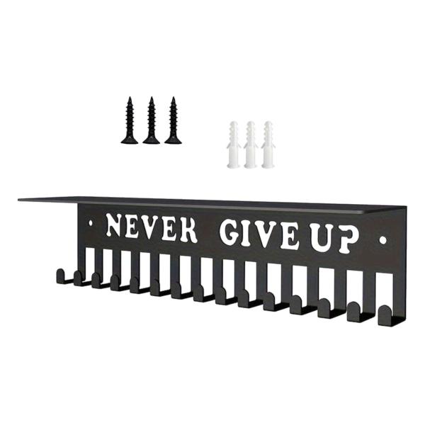 メダルハンガー メダルホルダー Never Give Up マウント 頑丈なトロフィー棚 メダル収納ラック ランニング 野球 レース ソフトボール用