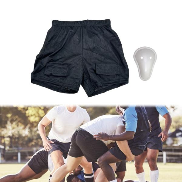 メンズ ルーズ ホッケー ショーツ プロフェッショナル ジョックパンツ サッカー 野球 フットボール用 M クロッチシェル付き