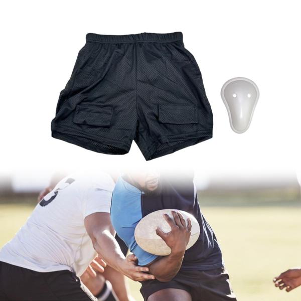 メンズ ルーズホッケーショーツ プロフェッショナルジョックパンツ サッカー 野球 フットボール用 L クロッチシェル付き