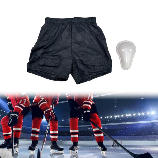 メンズ ルーズホッケーショーツ プロフェッショナルジョックパンツ サッカー 野球 フットボール用 L クロッチシェル付き