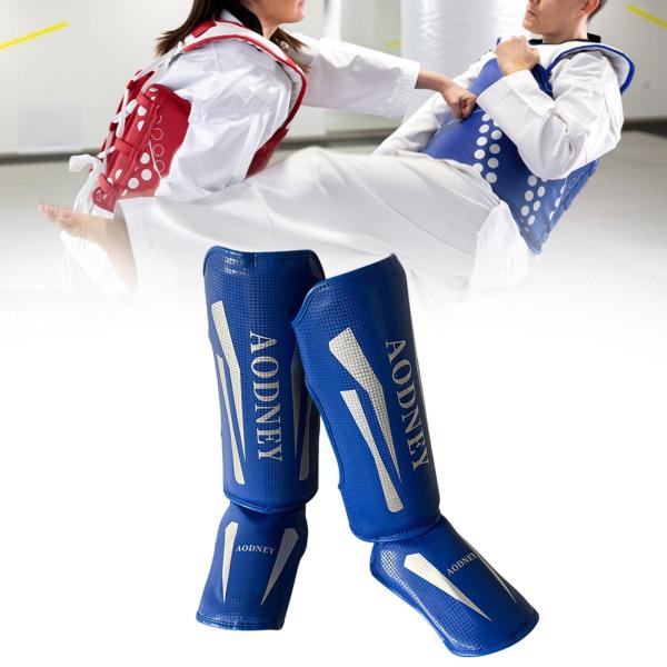 ムエタイ キックボクシング すね当て すね甲パッド グラップリング サンダ 空手用 ブルー L