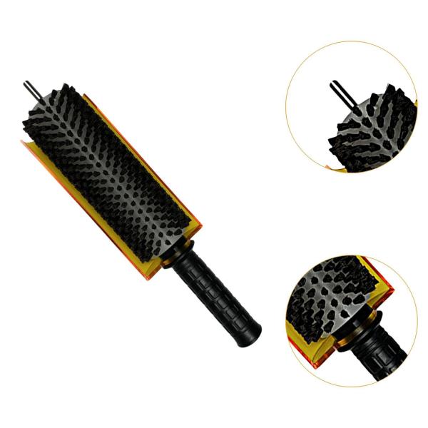 スキーブラシ アクスルハンドルとカバーキット付き ローラーブラシ スノーボードワックスブラシ 馬毛