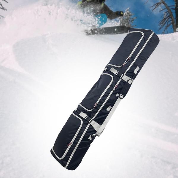 スキーバッグ キャスター付き 大人用 ハンドル付き スノーボード用スリーブ スキー用 グレーとブラック