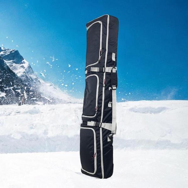 スキーバッグ キャスター付き 大人用 ハンドル付き スノーボード用スリーブ スキー用 グレーとブラック