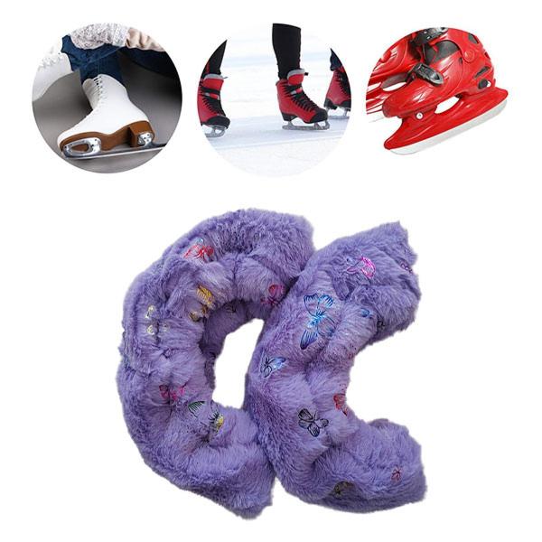 アイススケートブレードカバーアイススケートガードぬいぐるみポータブルスケートブレードプロテクターパープル