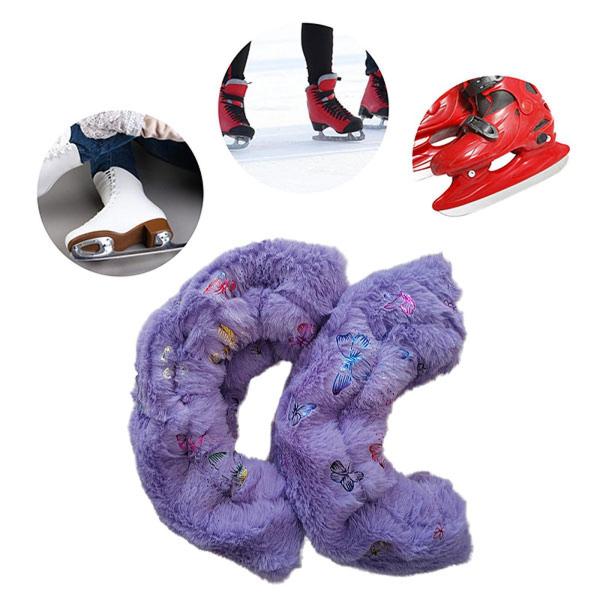 アイススケートブレードカバーアイススケートガードぬいぐるみポータブルスケートブレードプロテクターパープル