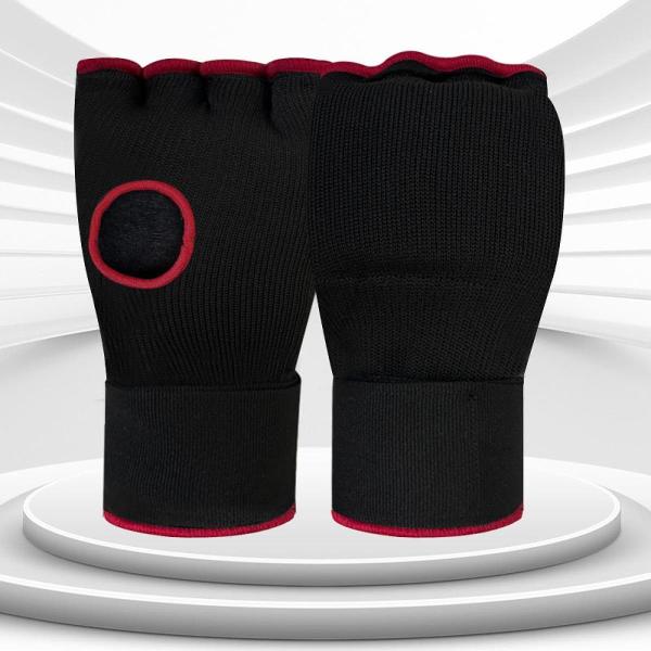 ボクシングハンドラップインナーグローブミットの下保護スパーリングテコンドー黒と赤