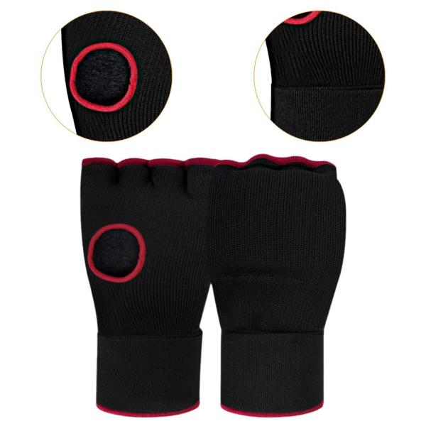ボクシングハンドラップインナーグローブミットの下保護スパーリングテコンドー黒と赤