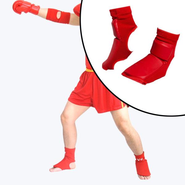 ボクシング フットプロテクター  ノンスリップ フットギア サンダ パンチングバッグ キック用 L レッド
