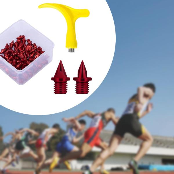 競技スポーツトレーニング用のレンチ付きポータブル50pcsトラックシュークススパイクレッド