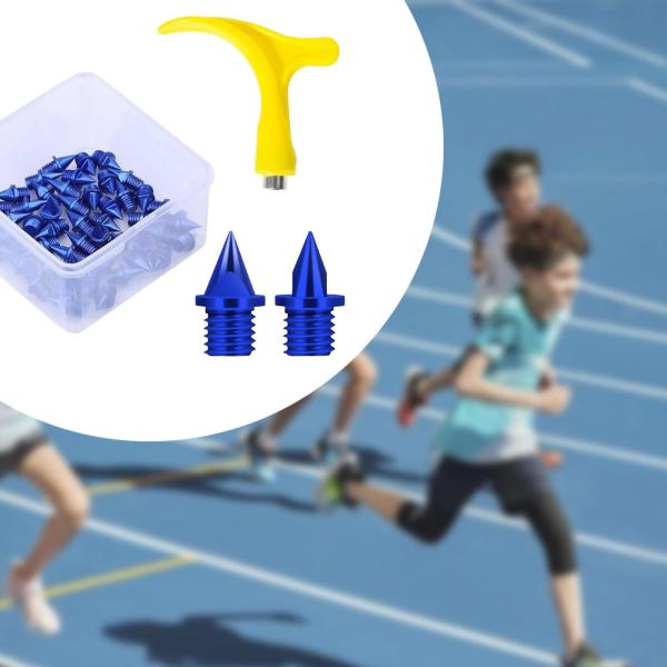 50pcsトラックシューススパイク競技スポーツトレーニングブルー用のレンチ付きポータブル