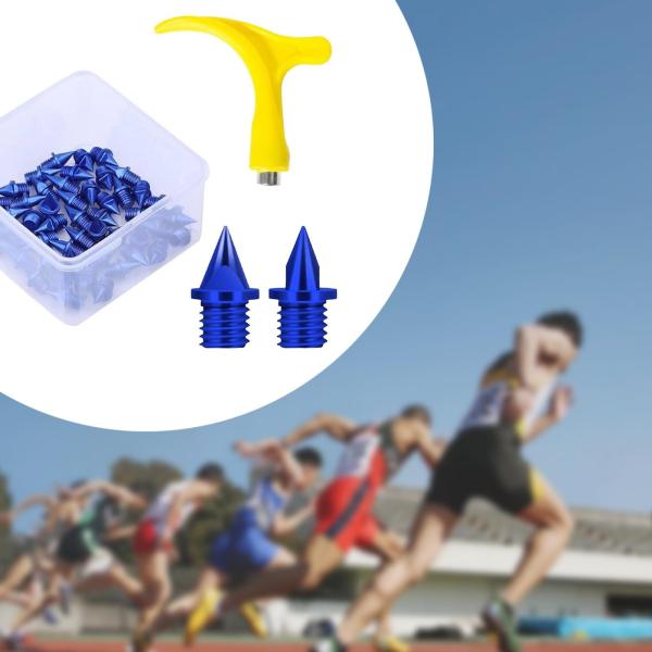 50pcsトラックシューススパイク競技スポーツトレーニングブルー用のレンチ付きポータブル