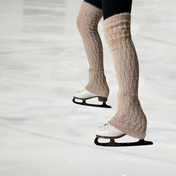 アイスフィギュアスケートレッグウォーマーは膝を柔らかく冬のためにトレーニングベージュを練習する