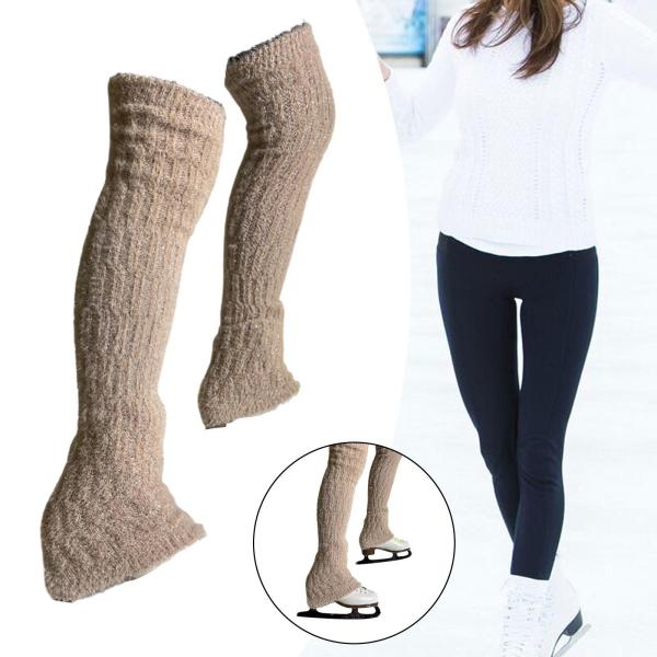 アイスフィギュアスケートレッグウォーマーは膝を柔らかく冬のためにトレーニングベージュを練習する