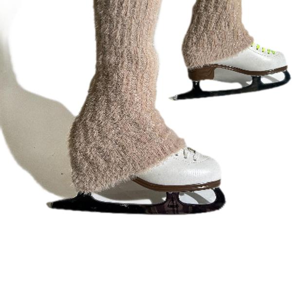 アイスフィギュアスケートレッグウォーマーは膝を柔らかく冬のためにトレーニングベージュを練習する