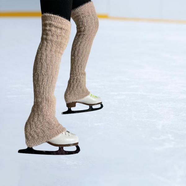アイスフィギュアスケートレッグウォーマーは膝を柔らかく冬のためにトレーニングベージュを練習する
