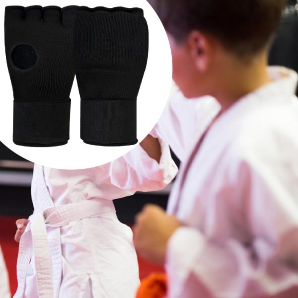 ボクシングインナーグローブMMAスポーツボーイズブラック用の調整可能なハーフフィンガーグローブパッド