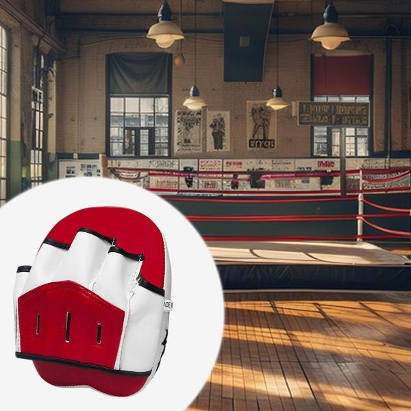 ボクシングパッド PU レザーフォーカスパッド人間工学に基づいたハンドターゲット三田フィットネス道場赤と白