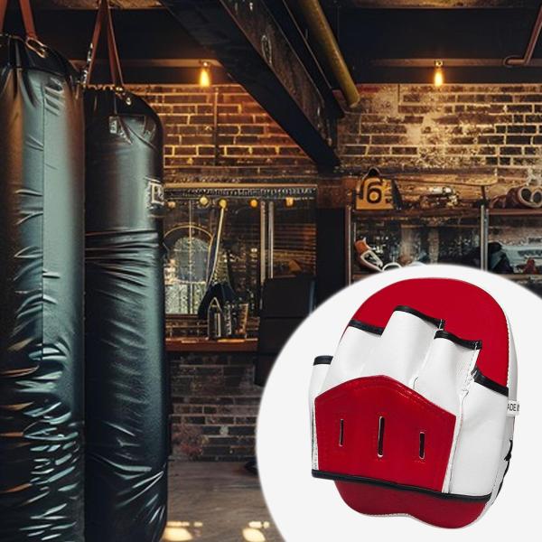 ボクシングパッド PU レザーフォーカスパッド人間工学に基づいたハンドターゲット三田フィットネス道場赤と白