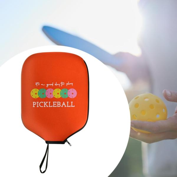 ピックルボールパドルカバーネオプレンスリーブジッパー閉鎖ピクルボールヘッドカバーオレンジ