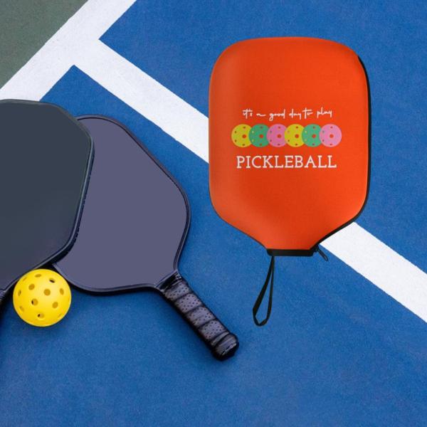 ピックルボールパドルカバーネオプレンスリーブジッパー閉鎖ピクルボールヘッドカバーオレンジ