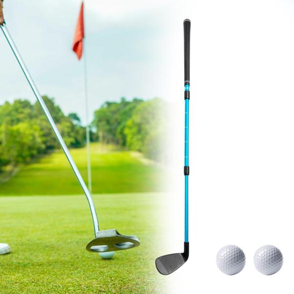  チッパー クラブ 伸縮式 スケール付き 屋外 ポータブル トレーニング  ウェッジ ブラック ブルー