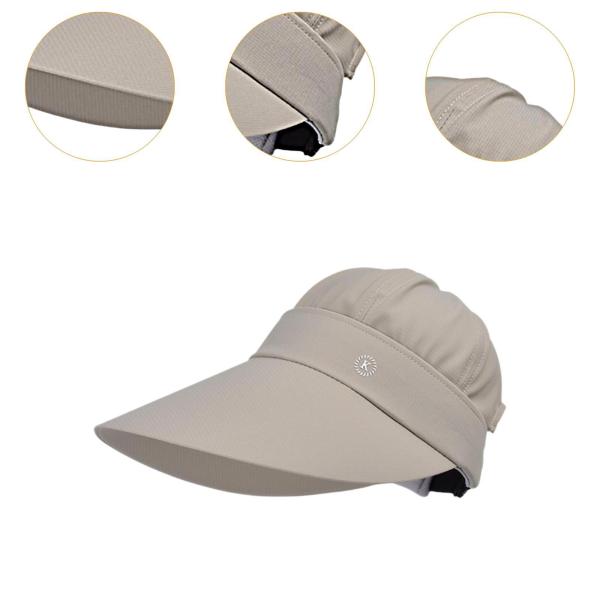 夏用サンハット 調節可能なファッション日焼け防止帽子 旅行 ビーチ用 カーキ