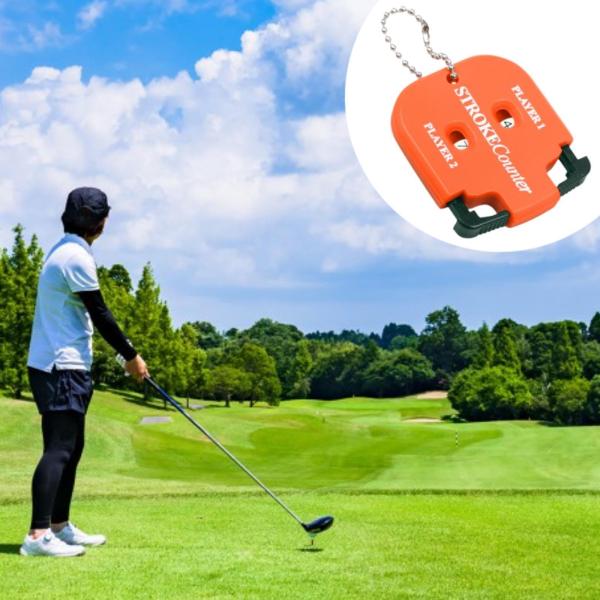 ゴルフストロークカウンター 小型ゴルフスコアインジケーター ゲーム競技 スポーツ用 オレンジ