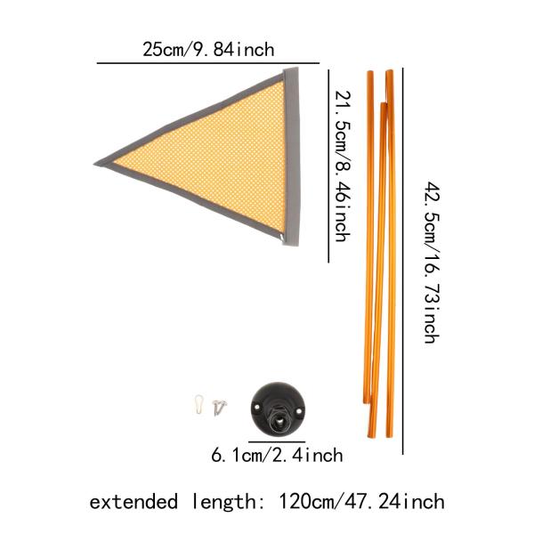 カヤックフラッグベースキット アルミニウム合金製 安定したベース付き ボート ディンギー ヨット用 オレンジフラッグ
