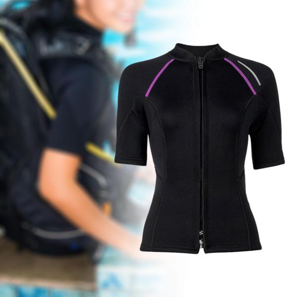 女性用ウェットスーツトップ 保温ジャケット 水着 ウォータースポーツ ダイビング 水泳 S