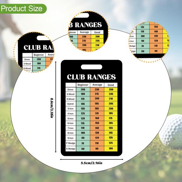 ゴルフクラブレンジチャートカード、ヤードブック、クイックリファレンス、ギフト、レンジ推定チートシート距離カード、男性と女性用