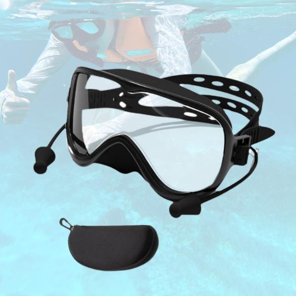大人用水泳ゴーグル 漏れ防止 収納ケース付き 快適な水泳ゴーグル ブラック