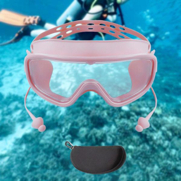 大人用水泳ゴーグル 漏れ防止 収納ケース付き 快適な水泳ゴーグル ピンク