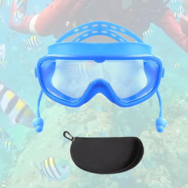 大人用水泳ゴーグル 漏れ防止 収納ケース付き 快適な水泳ゴーグル ブルー