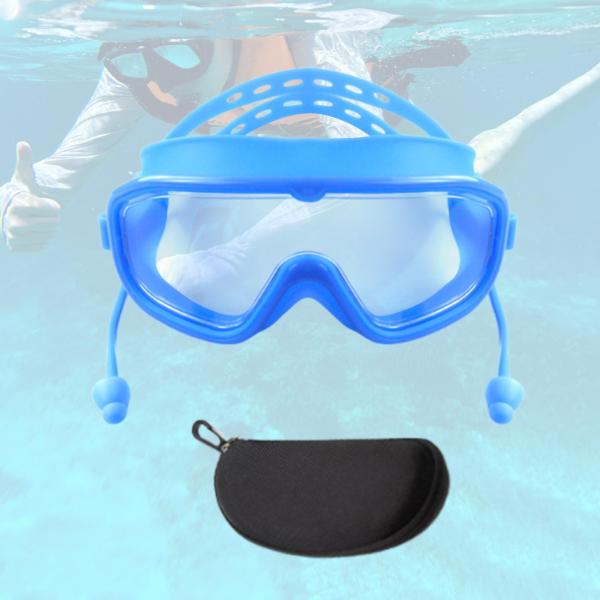 大人用水泳ゴーグル 漏れ防止 収納ケース付き 快適な水泳ゴーグル ブルー