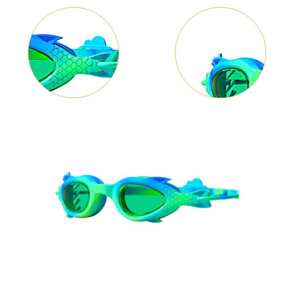 プールゴーグル 調節可能なノーズブリッジ 水泳用メガネ 男の子 女の子 子供用 3〜12歳 グリーン